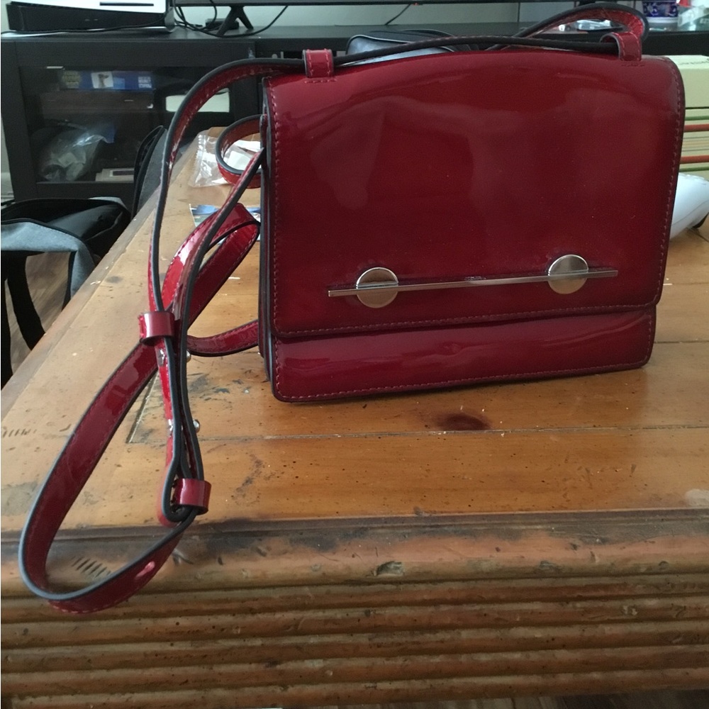 Vince Camuto Glossy Red Leather Cross Body Bag Mint
